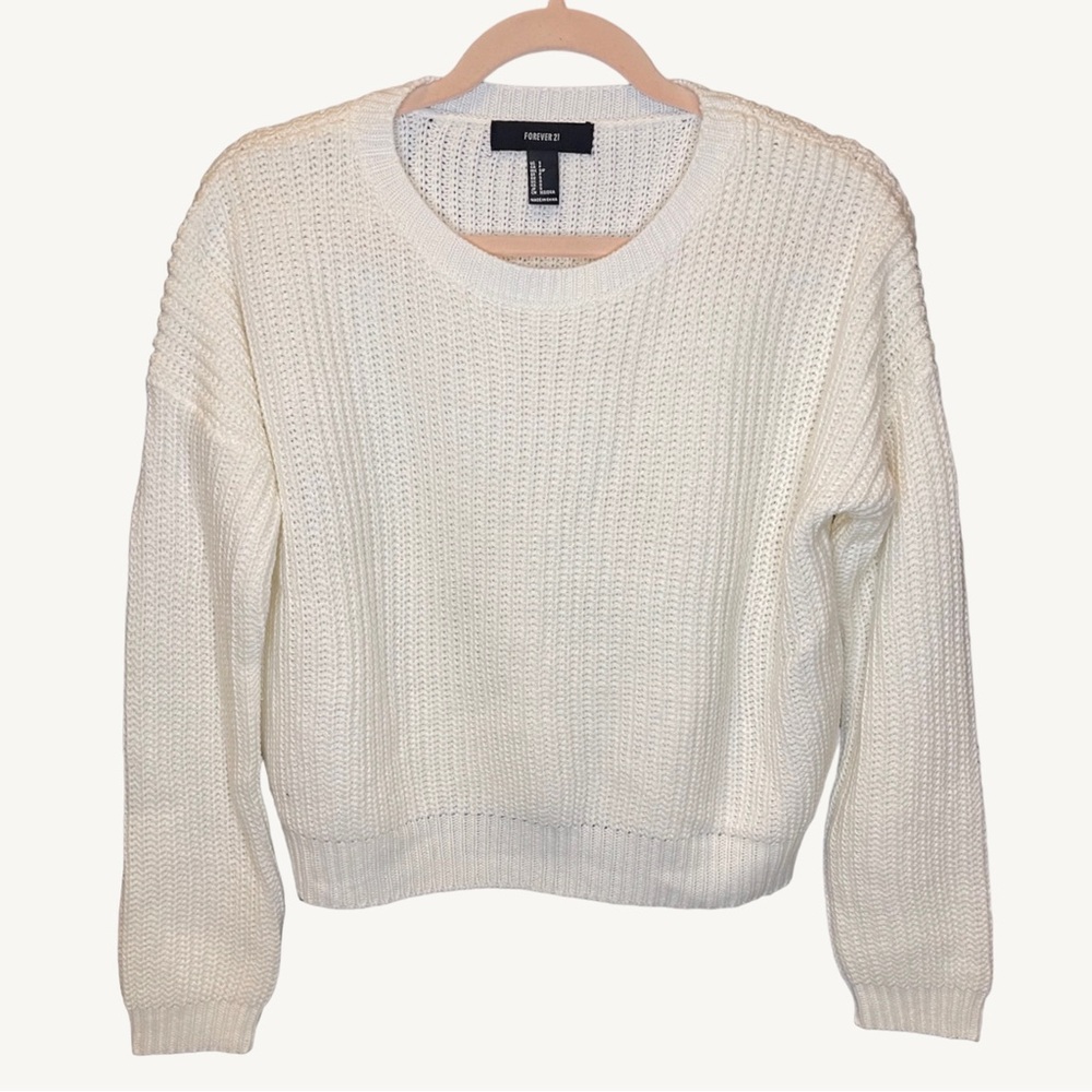 Forever 21 Scoop Neck Sweater Small White